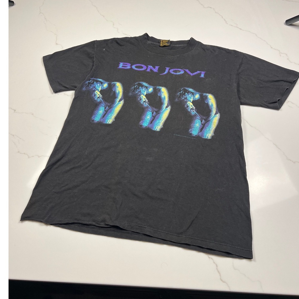 Brockum Bon Jovi T-Shirt Mens Large 1994 World Tour Single Stitch Black Vintage